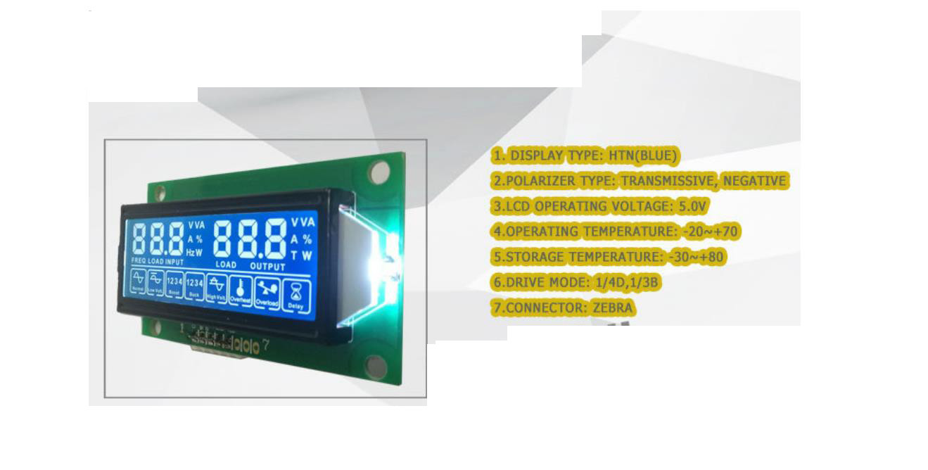 2.2 дюймовый HTN сегмент Lcd дисплейный модуль, приводное напряжение 1/4D,1/3B ZEBRA подключение