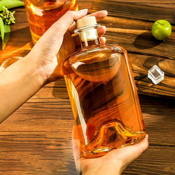375ml Capacity Glass Bottle with Wooden Cap and Transparent Design