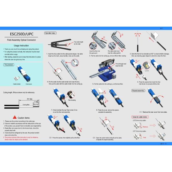 Соединитель SC одиночного режима сборки на месте FTTH ESC250D быстрый