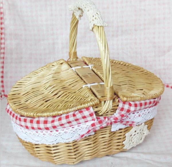 Handmade Natural Willow Wicker Picnic Basket Cheap Lunch Bags Hot sale products Outdoor Lunch Basket