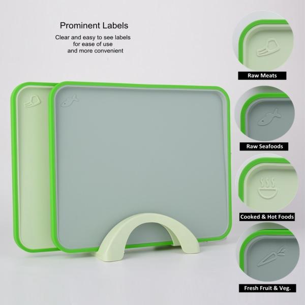 Custom Colored PP Chopping Blocks With Tray Index Plastic Cutting Board Set Large Size