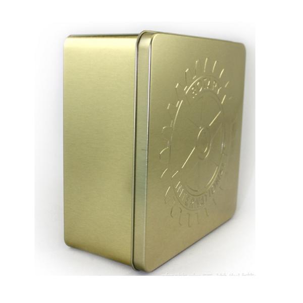 Fancy Square Metal Tin Box For Food And Gift Packaging Tin Box With Customized Logo Embossing