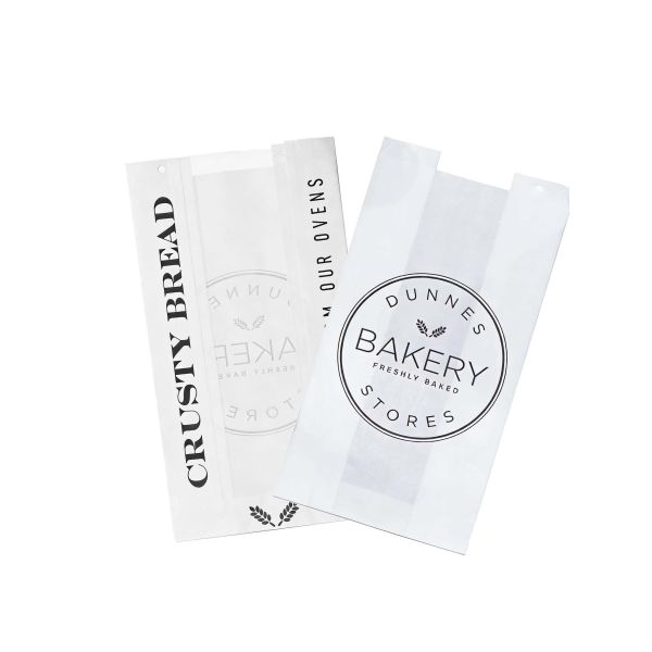 Bulk Flat Bottom White Paper Bread Bag Packaging For Loaf Bread Customized Bakery Bag Food Bag