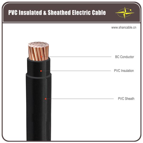 Cable de un núcleo de 1 kV con conductor de cobre y aislamiento de PVC y cubierta de PVC del Grupo Shanghai Shenghua, cable eléctrico