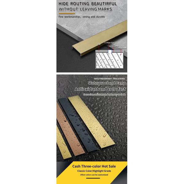 Non-Alloy T-Shaped Tiles Corner Trim Brushed Stainless Steel Metal Tile Trim Strip