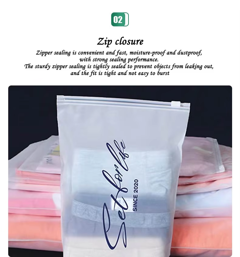 Matte frosted transparent low-density polyethylene zipper custom logo zipper design clothing intaglio printing surface suitable for shoes and socks