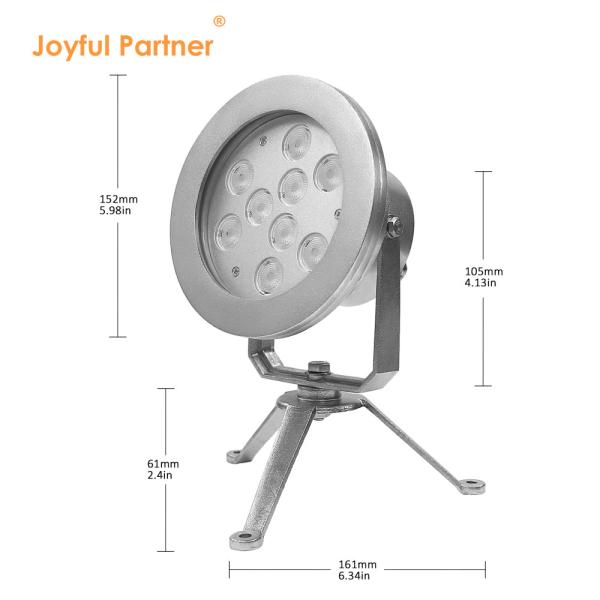 LED RGBW Underwater Spot Light DMX Control Stainless Steel 316 Marine Grade DC12 24V