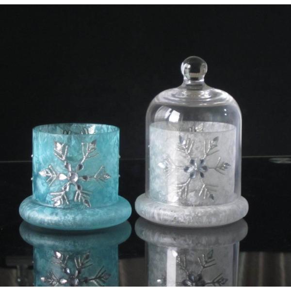 Frost Glass Candle Holders , Glass Cylinder Candle Holders For Holiday Decoration