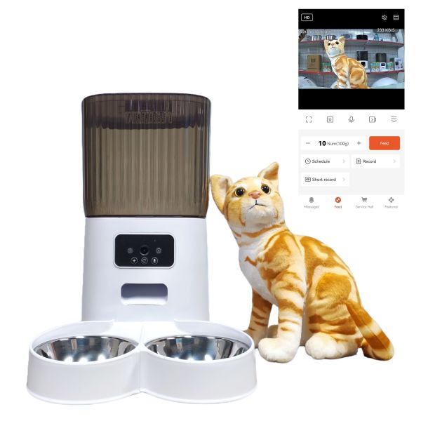 Smart Pet Feeder with Camera 1080P HD WiFi Automatic Cat Dog Food Dispenser
