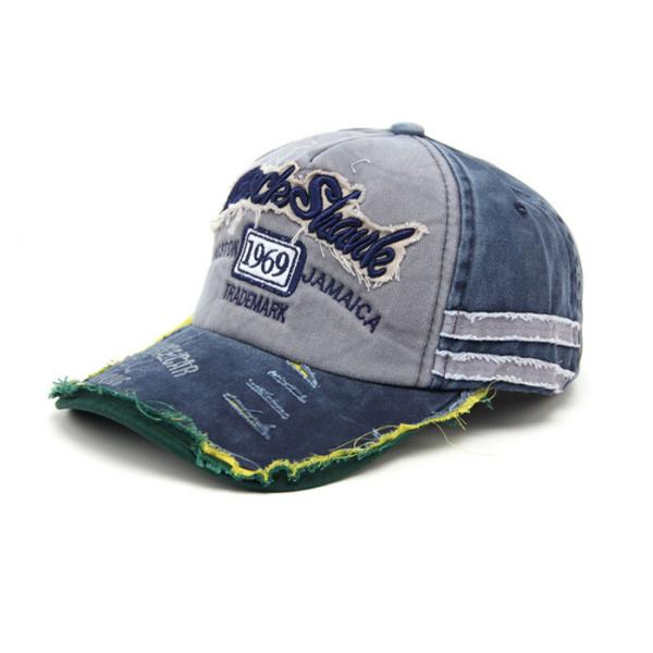 Extremely Durable 5 Panel Blue Jean Hat , Grey / Black Denim Baseball Hat