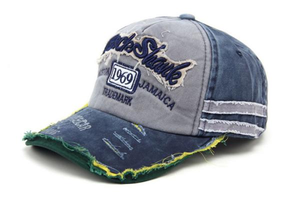 Extremely Durable 5 Panel Blue Jean Hat , Grey / Black Denim Baseball Hat