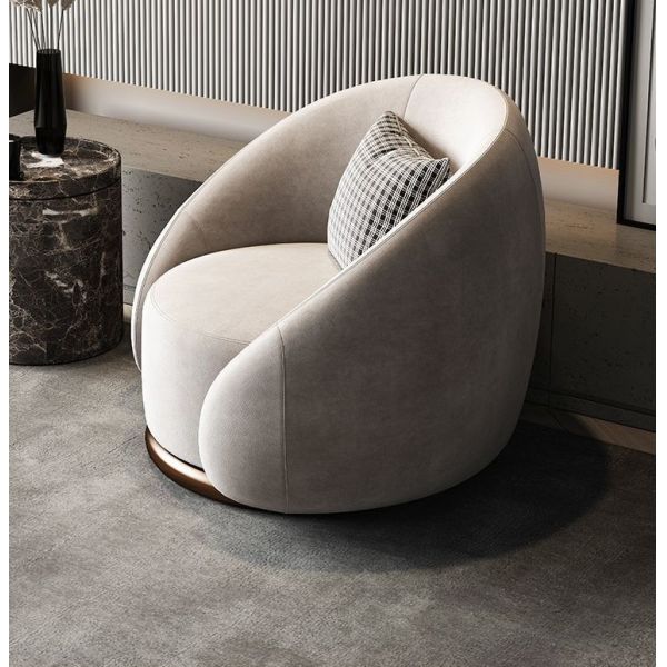 Modern Leisure Lounge Sofa Chair Lazy Swivel Accent Chair Rotatable Single Seat Round Velvet Fabric Sofa Chair for Living Room