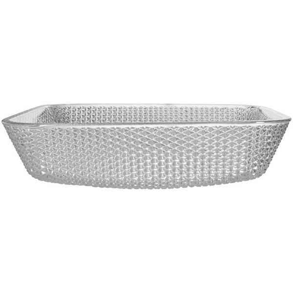 400mm Length Countertop Vanity Sinks Crystal Clear Glass Vessel Diamond Square