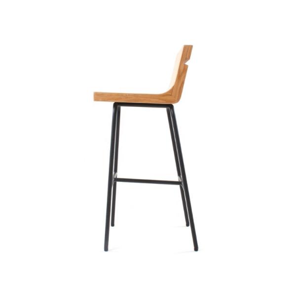 Stain Steel Base Counter Height Modern Bar Stools Solid Wood Back Metal Frame