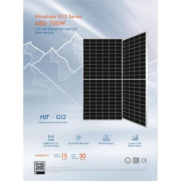 680W Huasun Solar Panels 685W 695W 700W 132 Cells Bifacial Solar Panels On Roof