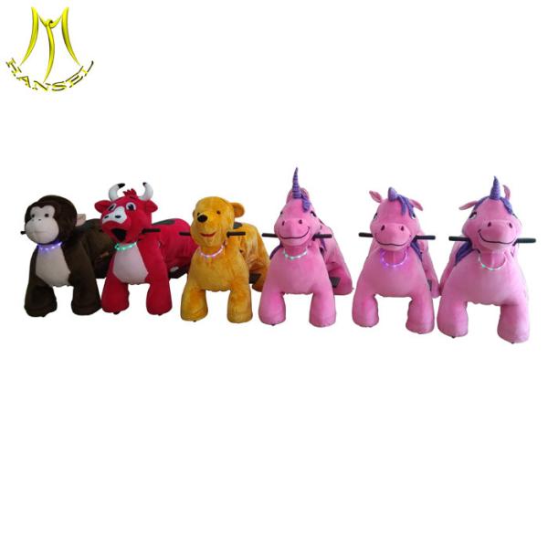 Hansel four wheel battery powered plush animal with light  kids electric rides for sale