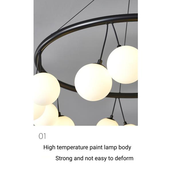Свет СИД нордического простого творческого шарика столовой комнаты прожития выставочного зала вишни привесного светлого черный стеклянный