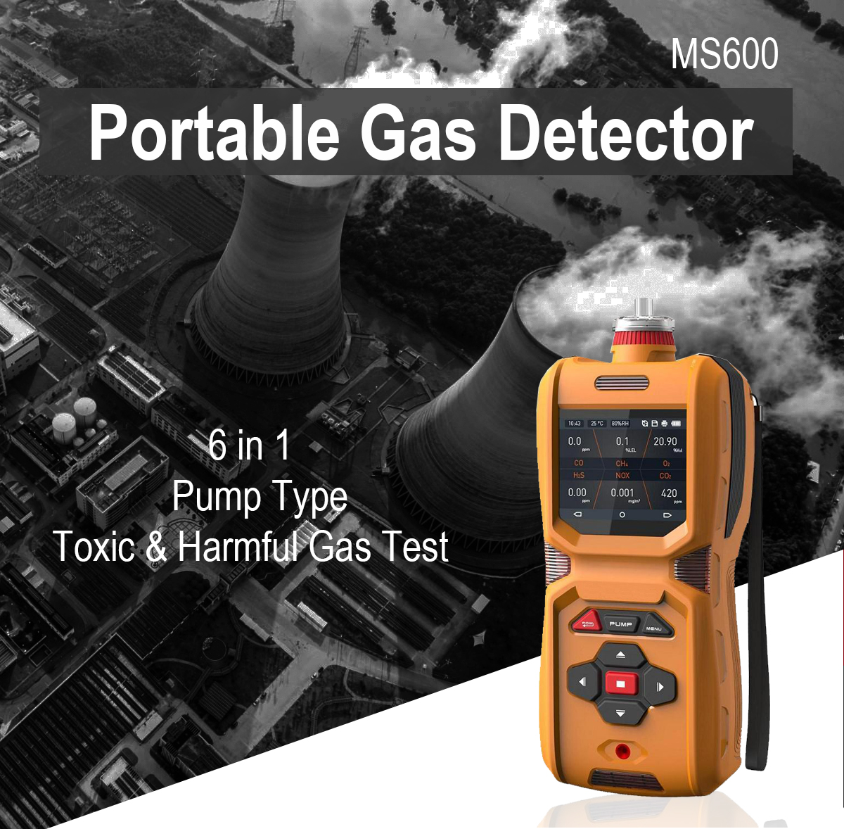 Детектор газа MS600 VOC PID портативный Multi с пробовать насос