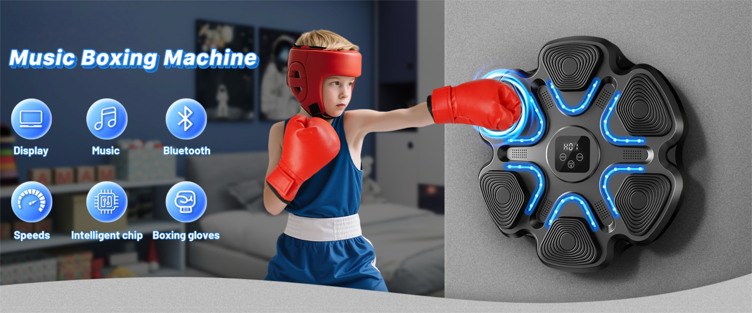 Smart Music Boxing Machine Wall Mounted Bluetooth Boxing Target with LED Display