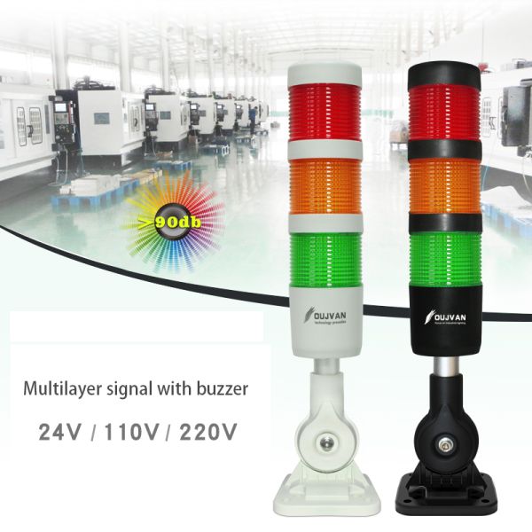 0.3kg Luces Apiladas en Torre de 5 Capas con Destellos y Zumbador Incorporado, Sin Atenuador y con Soporte