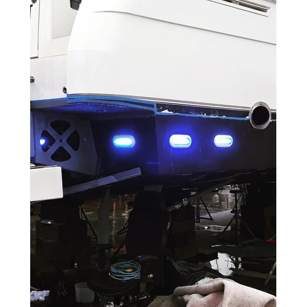 12VDC RGBW Stainless Steel 6 LED Marine LED Light / Oval Underwater Lights