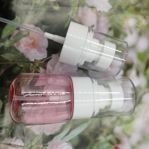 100ml Petg Pump Bottle Transparent Pink Single Packing Fine Sprayer White Facial Soft Touch