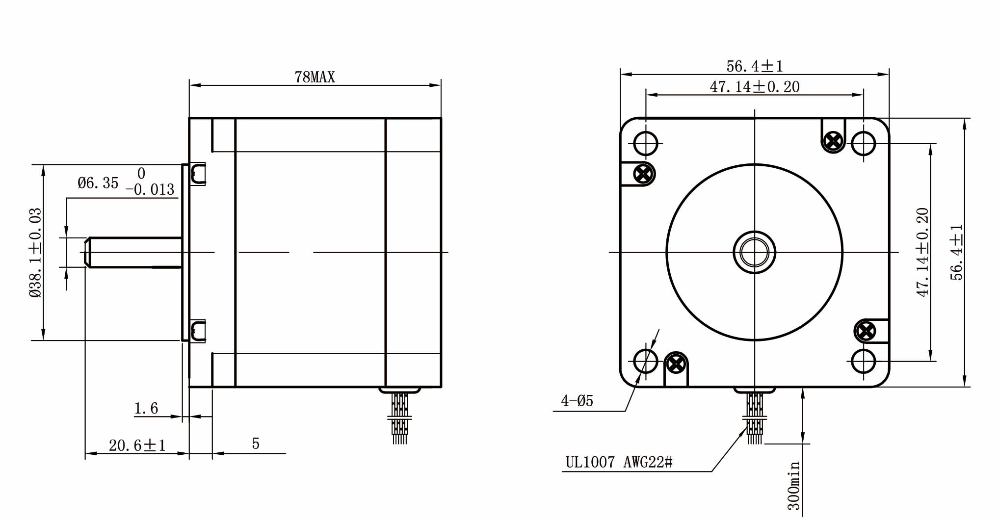 Nema 23 мотор 6 проводов Stepper 2 угол 57BYGH613 шага oz 0.14nm 1,8 участка 124