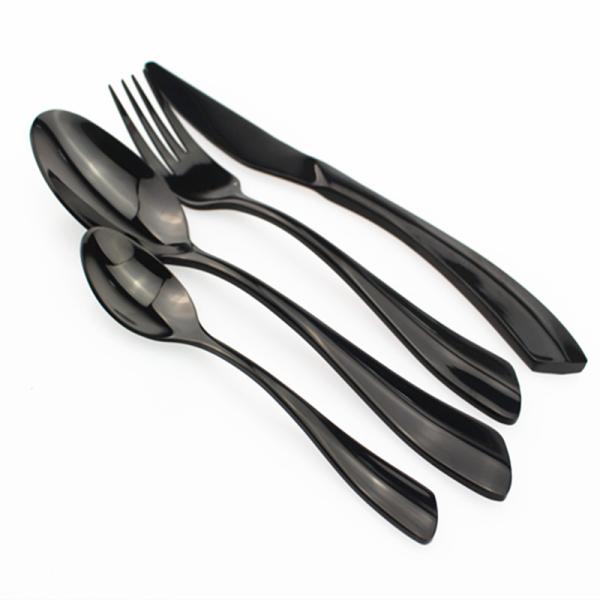 Hot Sale 304 Stainless Steel Flatware Set/Hotel Cutlery Black and Gold/Wedding Banquet Tableware