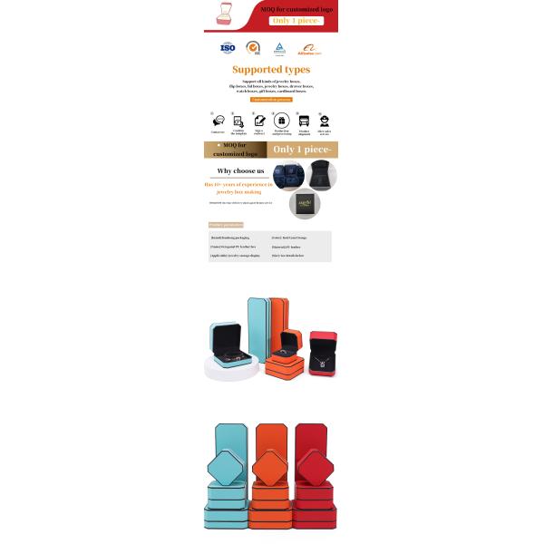 Boîte d'emballage de bijoux en cuir en PU à bord noir octogonal pour le stockage de luxe