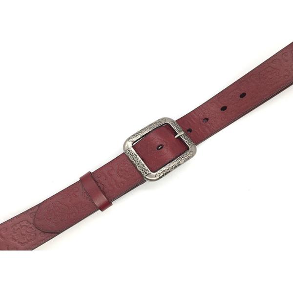 Vintage Buckle Mens Casual Leather Belt / Embossed Brown Leather Western Belt 1 1/2