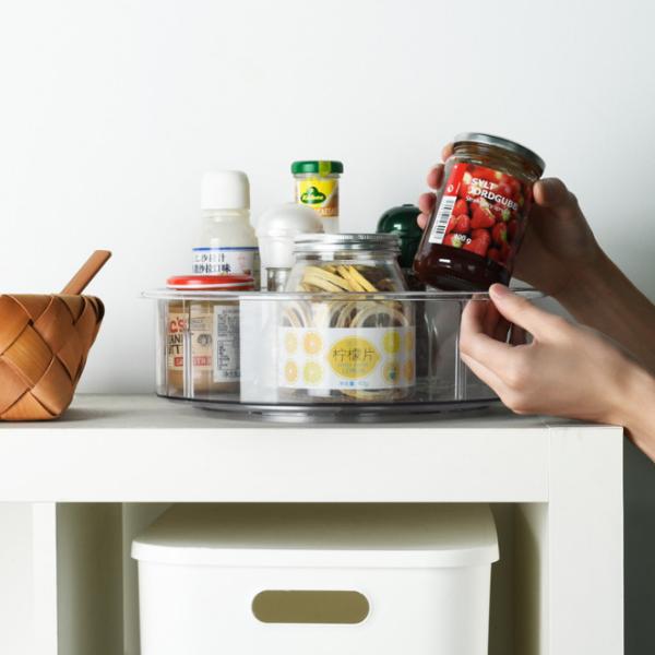 Пластиковый вращая Turntable тары для хранения ясный для шкафа