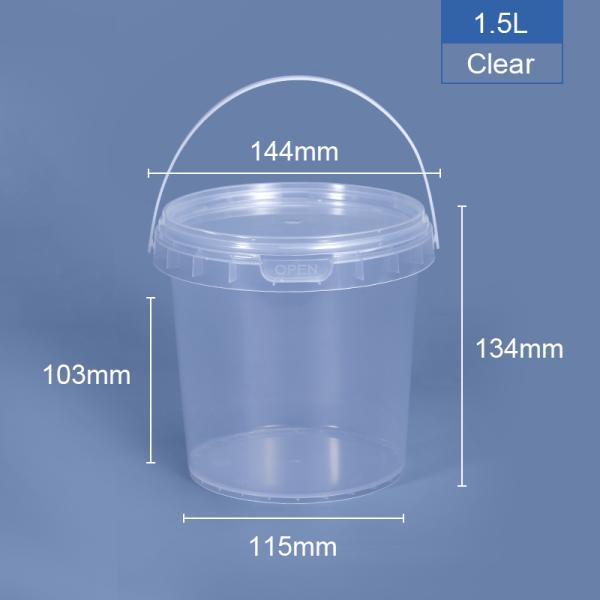 Прозрачная пластиковая ведра для хранения пищевых продуктов для воды/молака/пищи с индивидуальным логотипом