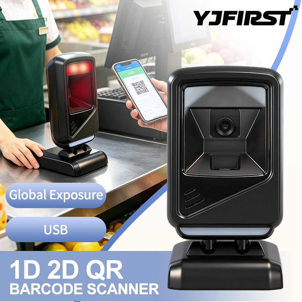 YJFIRST USB Embedded QR Code Scanner High Speed 300 Scans/Sec 1D 2D Omni-Directional Barcode Reader