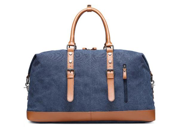 Casual Canvas Carry On Duffel Bags PU Leather Trim Light Weight