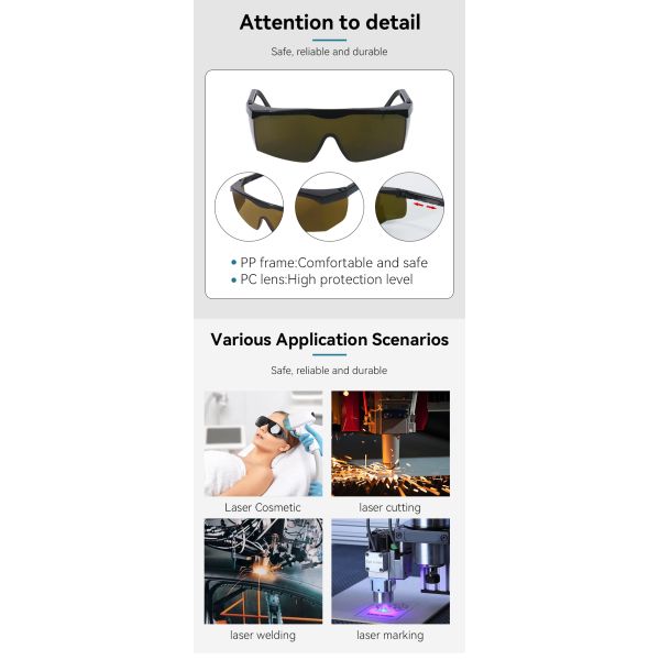 Laser Safety Glasses Laser Welding Goggles Protective Goggles for Industrial Manufacturing Metal Processing Optical Clarity
