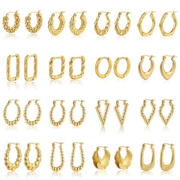 18K Vacuum Gold-Plated Fashion Stainless Steel Round Earring Female Geometric Earrings