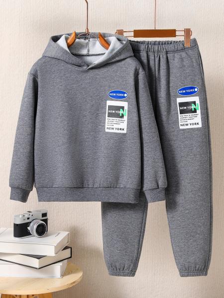 100%Polyester Casual Kid Hoodies Set 400gsm With Silk Screen Printing