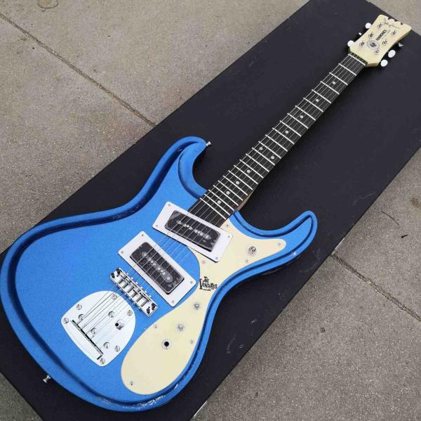 1966 Ventures Mosrite Zero Fret JRM Johnny Ramone Sunburst Electric Guitar Tremolo Tailpiece Dual Black P-90 Pickups