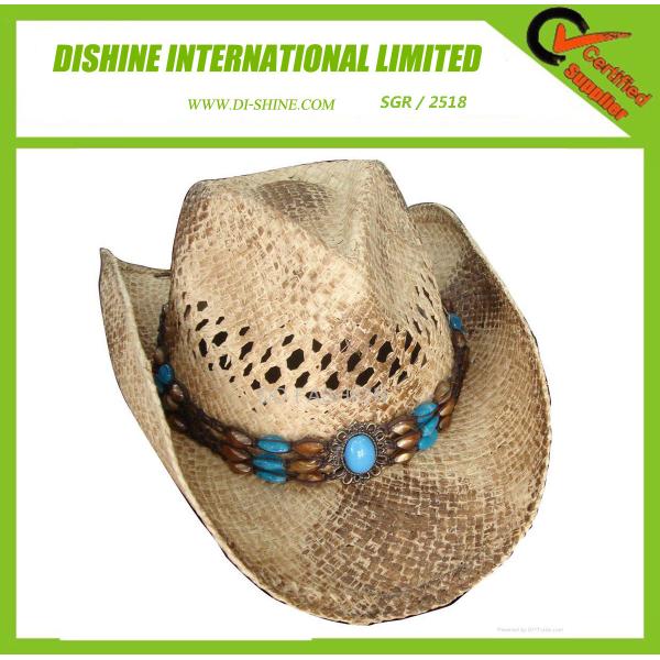 Straw Cowboy Hat With Brown Band