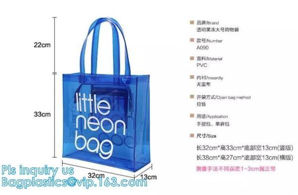 PVC soft pouch bag with round, packaging bag with embroidery recyclable quilt packaging bag, Handle Bag, PVC Shopping Ba