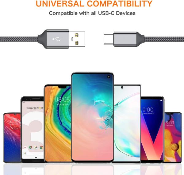 Braided Straight USB Cable Type C To Type A Male For Mobile Phone Charging OEM ODM