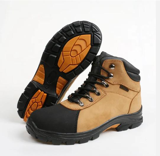 Sapatos de segurança ponta de aço anti-estática anti-porção de couro anti-derrapante à prova d'água