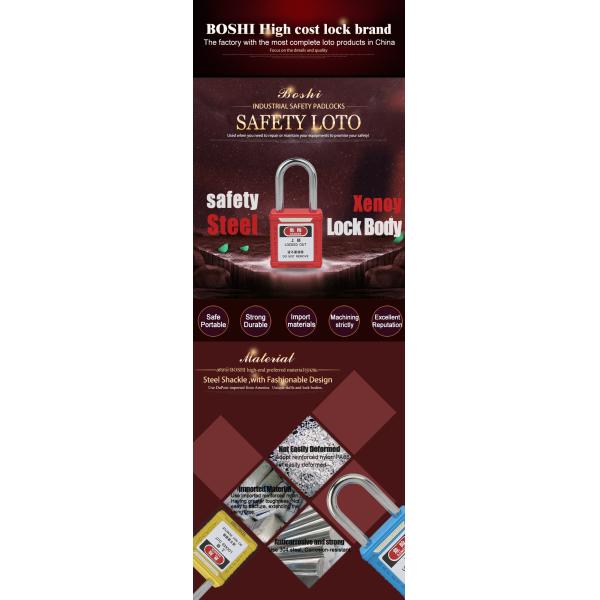 8 Colors Safety Lockout Padlocks With Triple Coated Hardened Steel Shackle