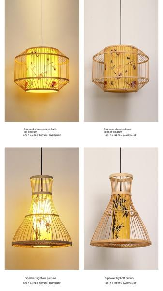 Bamboo Chandelier Zen Restaurant Dining Restaurant Box Tea Room Ancient Style Lantern Pendant lamp(WH-WP-86)