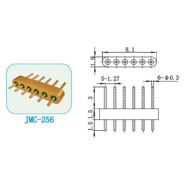 6 Pins Hermetic Glass To Metal Seal Connectors Multi-pin Headers  Spacing 1.27mm JMC-256