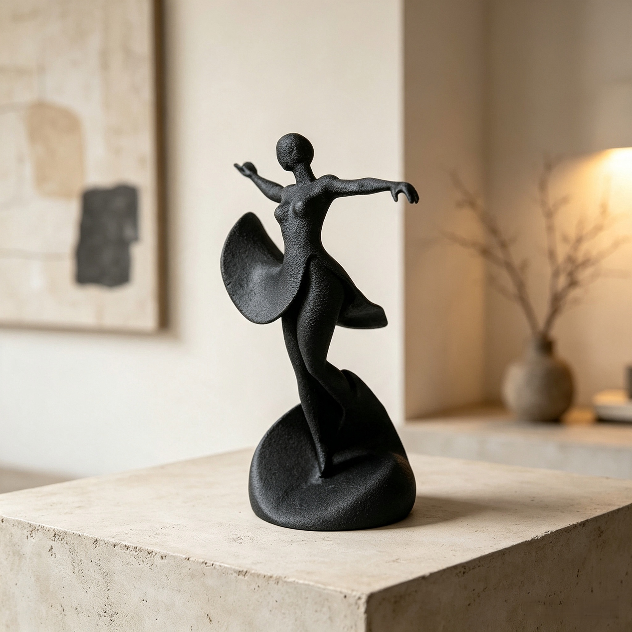 Abstract Dancing Woman Sculpture 3D Printed Art Ornament for Tabletop Interior Decoration