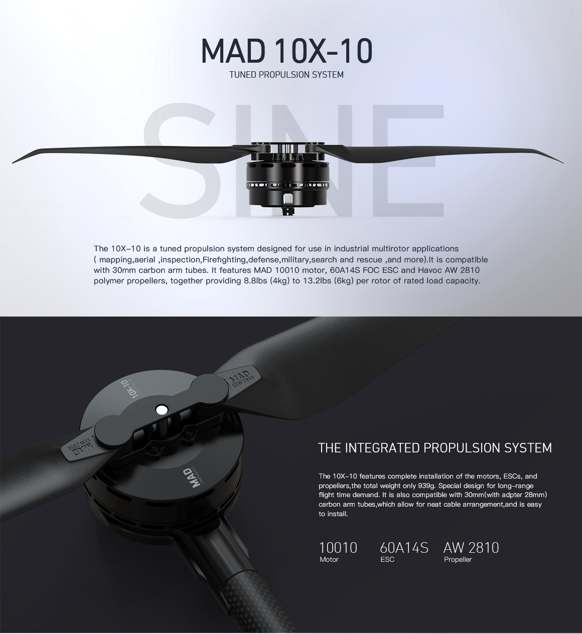 10X-10 M10 беспилотный двигатель без щетки