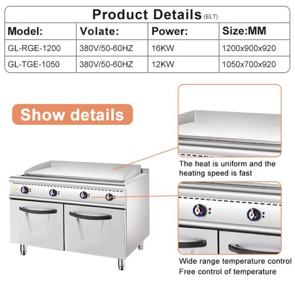 Equipamento de cozinha para restaurantes a gás de aço inoxidável GL-RG-1200 Modelo com ligação de gás R13/4