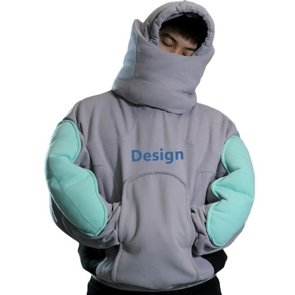 Multi-Scene Winter Comfort Hoodie Built-in Pillow Noise-Reducing Scarf Solid