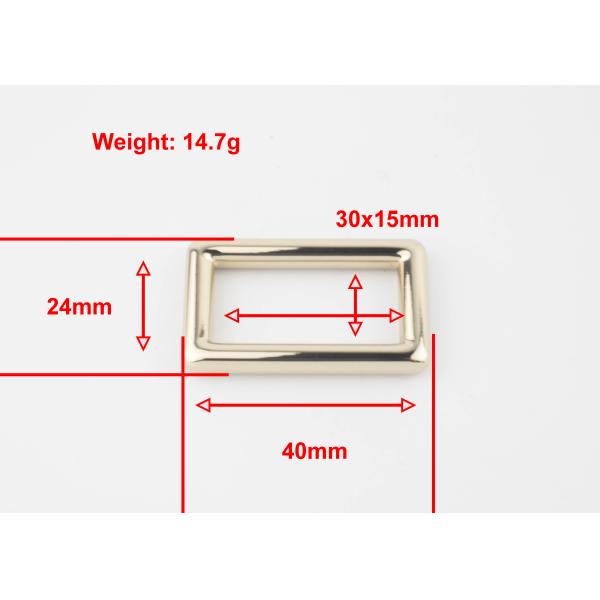 OEM Or ODM Handbag Rings Hardware , Light Gold Rectangular Metal Rings